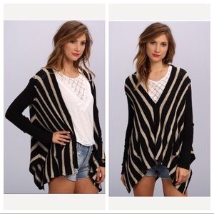 COPY - Free People Circle Back Striped Cardigan in Black